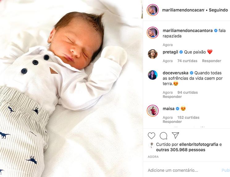 Filho de Marília Mendonça surge com topete estiloso em nova foto