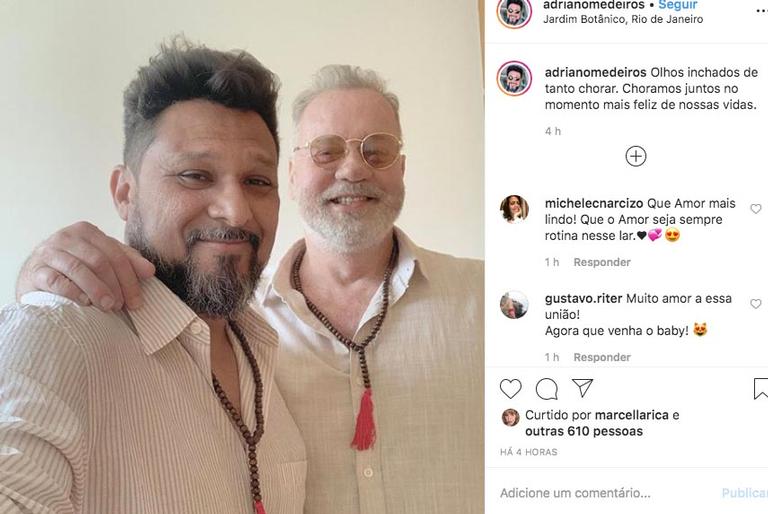 Luiz Fernando Guimarães se casa com Adriano Medeiros após 20 anos juntos