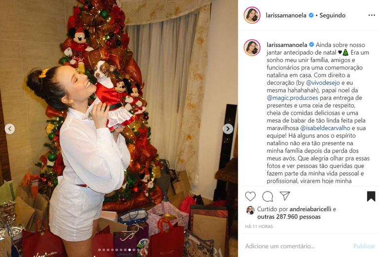 Larissa Manoela antecipa o Natal em sua casa e mostra tudo da ceia