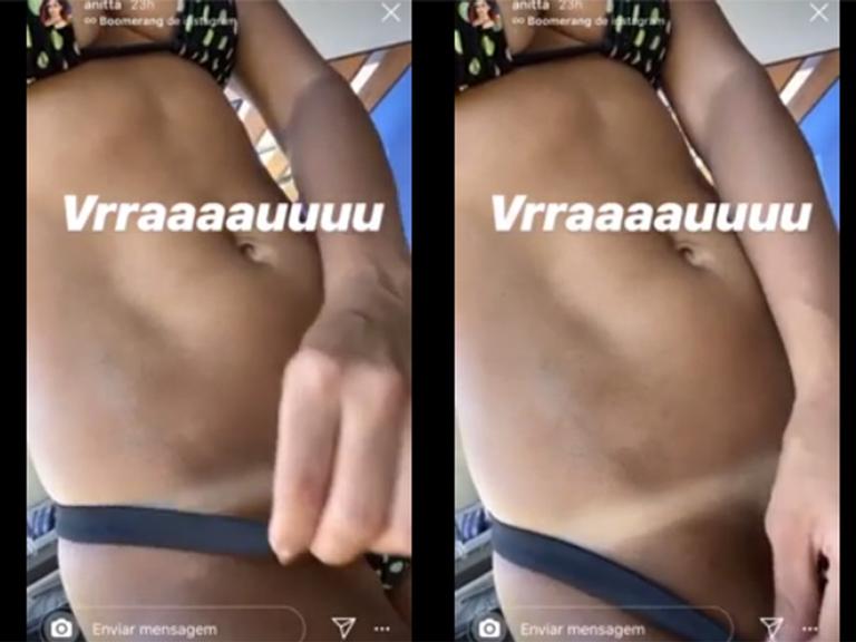 Anitta abaixa o biquíni para mostrar marquinha do sol no quadril