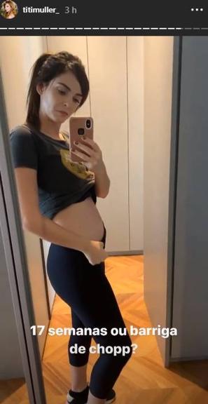 Titi Müller mostra barriguinha de 17 semanas e se diverte na web