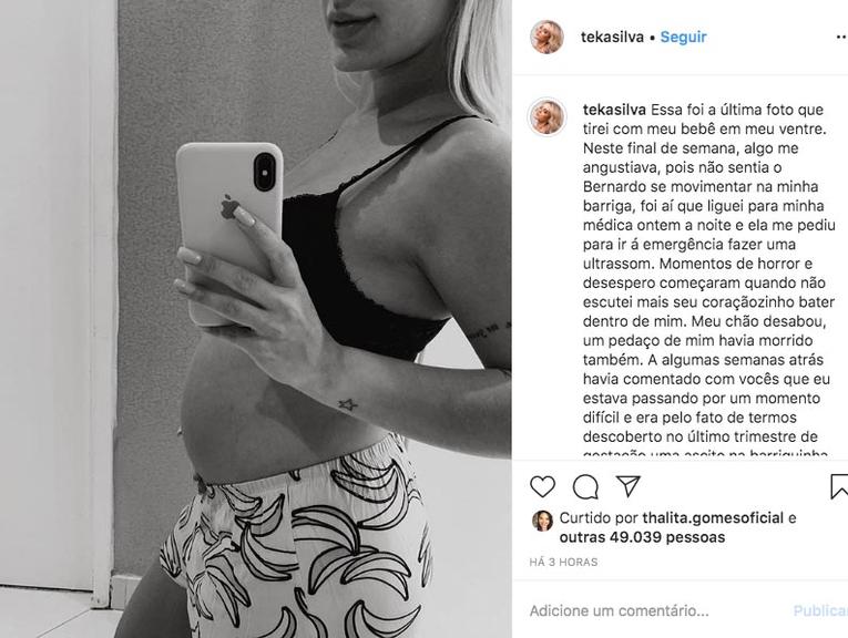 Beauty artista Teka Silva perde o filho com 7 meses de gestação