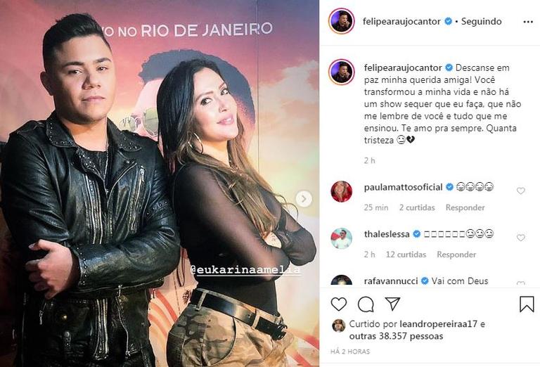 Sertanejo Felipe Araújo encanta seus seguidores ao postar homenagem para a  cunhada falecida - Área VIP