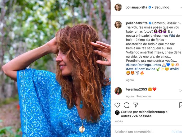 Poliana Abritta surge com o cabelo natural nas férias da TV