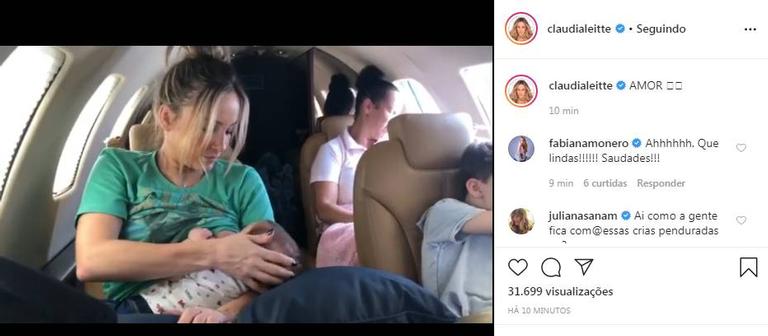 Claudia Leitte encanta a web ao postar vídeo amamentando a filha durante viagem