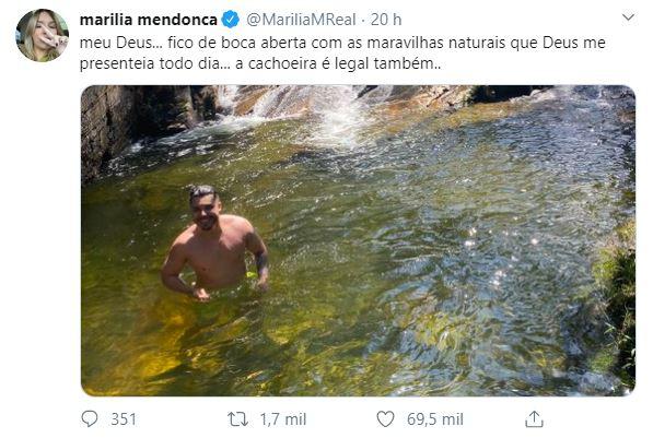 Marília Mendonça registra mergulho de Murilo Huff e se derrete
