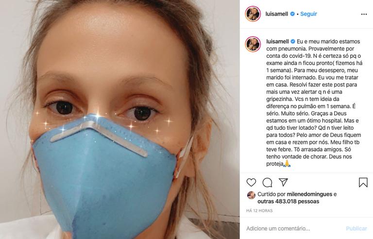 Luisa Mell revela suspeita de coronavírus e preocupa fãs