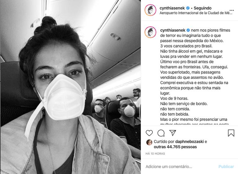 Cynthia Senek passa por momentos de tensão ao voltar do México
