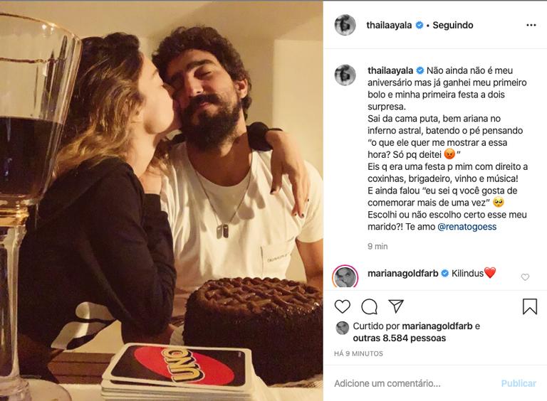 Thaila Ayala ganha festa surpresa de Renato Góes