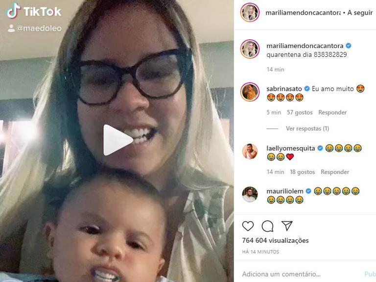 Marília Mendonça se diverte em vídeo com o filho, Léo e encanta a web