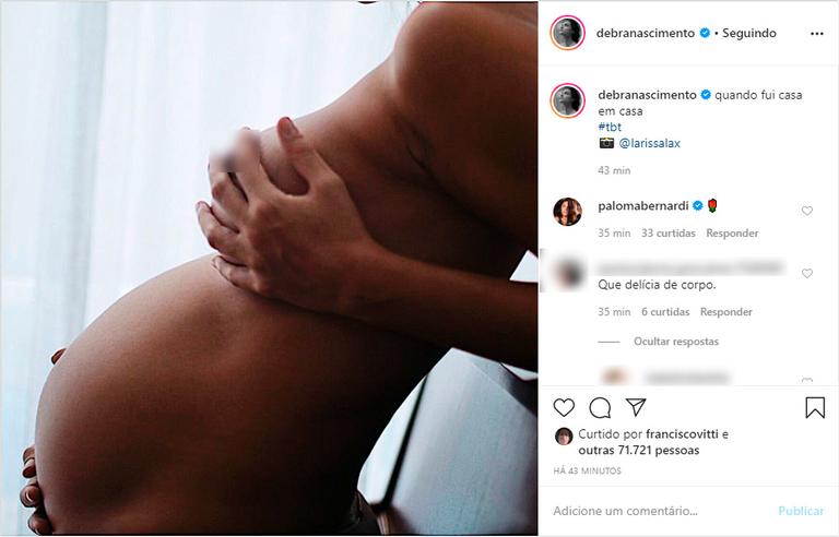 Débora Nascimento posa nua e grávida