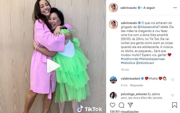 Sabrina Sato se diverte com a mãe em aplicativo de vídeos