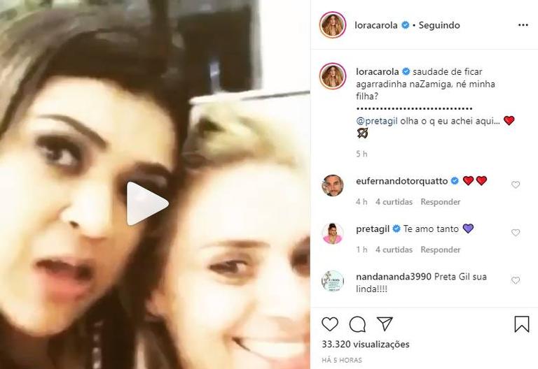 Carolina Dieckmann posta vídeo com a amiga, Preta Gil e revela saudade