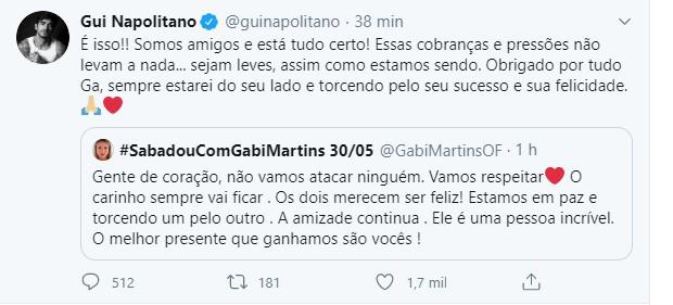 Gabi Martins e Guilherme Napolitano pedem paz aos fãs