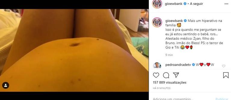 Giovanna Ewbank se emociona ao mostrar o filho mexendo na barriga