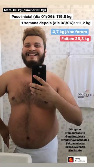 Victor Hugo mostra evolução em programa de perda de peso
