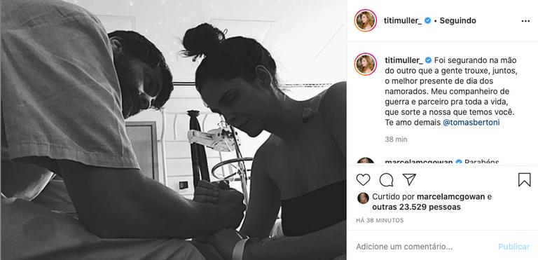 Titi Müller compartilha clique de seu parto