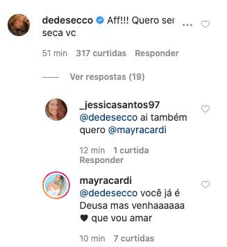Deborah Secco elogia corpo de Mayra Cardi nas redes sociais