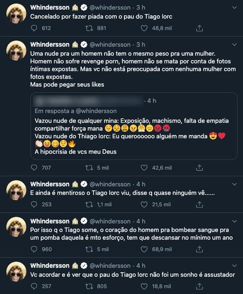 Whindersson Nunes fala sobre supostas nudes de Tiago Iorc no Twitter