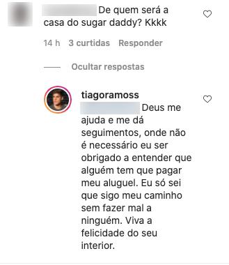 Tiago Ramos rebate insinuação de que seria bancado por 'sugar daddy'