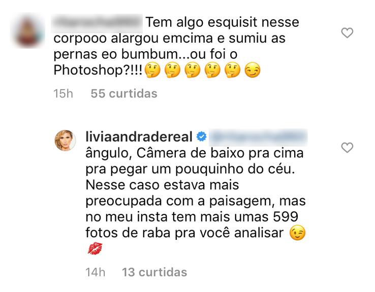 Lívia Andrade rebate críticas nas redes sociais