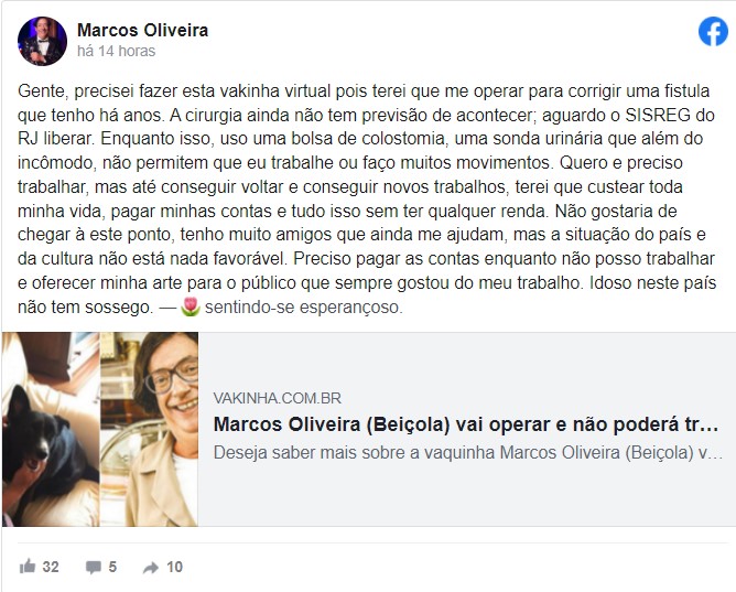Marcos Oliveira vaquinha online