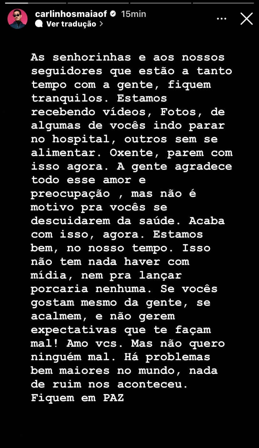 Fãs vão parar no hospital após Carlinhos Maia anunciar separação: 