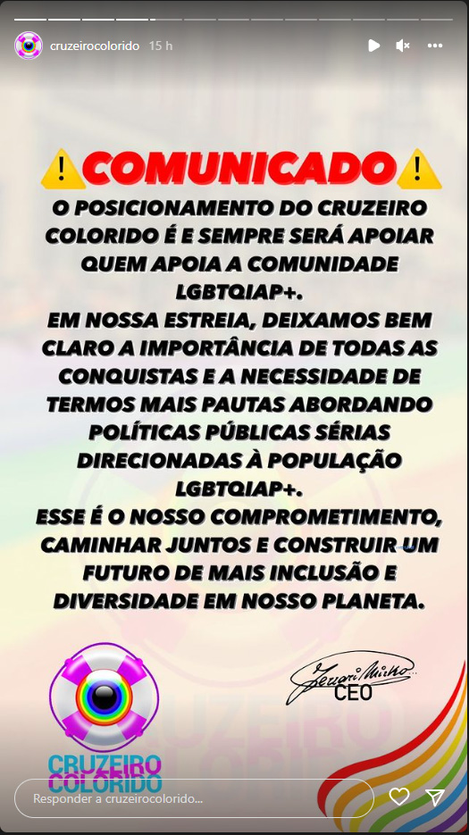 Print dos Stories do reality Cruzeiro Colorido