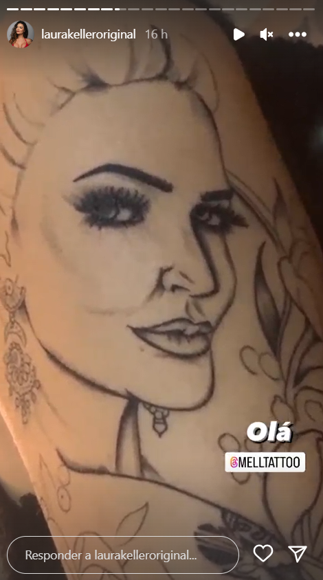 Amiga tatua rosto de Laura Keller no braço e é detonada na web: "Estou chocada"