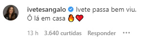 Ivete Sangalo comenta foto do marido