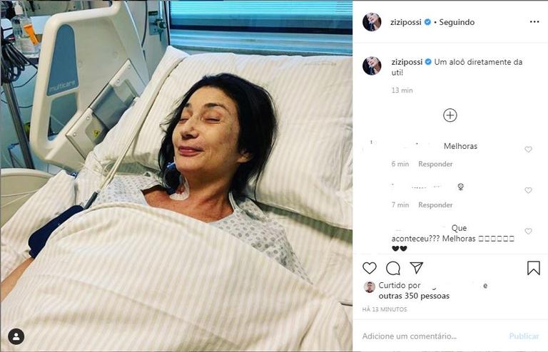 Zizi Possi aparece após cirurgia